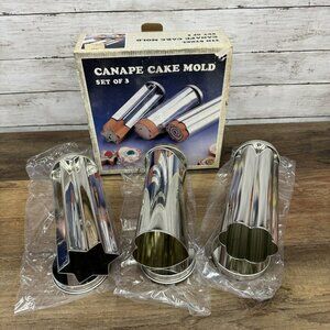 Vintage Canape Bread Molds; Star Flower & Heart Shape Set of 3 In Box Great Cond